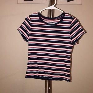 Multi colored striped shirt, short-sleeved